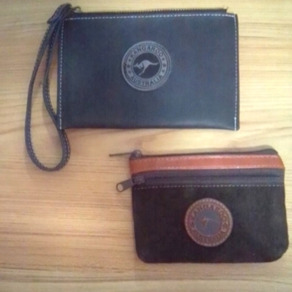 Kangaroo Australia Leather & Suede Wristlet/Coin Pouch Duo - Picture 1 of 4